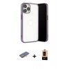 MARSİLYAN™- iPhone 13 Pro Max Kılıf Vadi Minimal - Şeffaf Maxco Cam Ekran Koruyucu + Renkli Kamera Lens Koruma Cam - TU