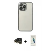 MARSİLYAN™- iPhone 13 Pro Max Kılıf Vadi Minimal - Şeffaf Pasifik Cam Ekran Koruyucu + Gold Raze Metal Kamera Lens