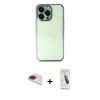 MARSİLYAN™- iPhone 13 Pro Max Kılıf Vadi Minimal - Şeffaf Pasifik Cam Ekran Koruyucu + Pers Alüminyum Kamera Lens - KI