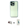 MARSİLYAN™- iPhone 13 Pro Max Kılıf Vadi Minimal - Şeffaf Pasifik Cam Ekran Koruyucu + Kırmızı Rainbow Kamera Lens Koruma Cam