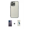 MARSİLYAN™- iPhone 13 Pro Max Kılıf Vadi Minimal - Şeffaf Pasifik Cam Ekran Koruyucu + Neon Fosforlu Kamera Lens - MI