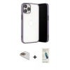 MARSİLYAN™- iPhone 13 Pro Max Kılıf Vadi Minimal - Şeffaf Pasifik Cam Ekran Koruyucu + Pers Alüminyum Kamera Lens - GD