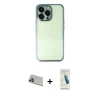 MARSİLYAN™- iPhone 13 Pro Max Kılıf Vadi Minimal - Şeffaf Pasifik Cam Ekran Koruyucu + Rainbow Kamera Lens Koruma Cam - MR