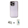 MARSİLYAN™- iPhone 13 Pro Max Kılıf Vadi Minimal - Şeffaf Pasifik Cam Ekran Koruyucu + Rainbow Kamera Lens Koruma Cam - REGD
