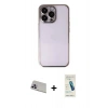 MARSİLYAN™- iPhone 13 Pro Max Kılıf Vadi Minimal - Şeffaf Pasifik Cam Ekran Koruyucu + Rainbow Kamera Lens Koruma Cam - MR