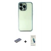 MARSİLYAN™- iPhone 13 Pro Max Kılıf Vadi Minimal - Şeffaf Pasifik Cam Ekran Koruyucu + Renkli Kamera Lens Koruma Cam - SI