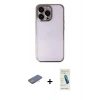 MARSİLYAN™- iPhone 13 Pro Max Kılıf Vadi Minimal - Şeffaf Pasifik Cam Ekran Koruyucu + Renkli Kamera Lens Koruma Cam - PE