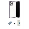 MARSİLYAN™- iPhone 13 Pro Max Kılıf Vadi Minimal - Şeffaf Pasifik Cam Ekran Koruyucu + Shine Kamera Lens Koruma Cam - GI