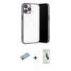 MARSİLYAN™- iPhone 13 Pro Max Kılıf Vadi Minimal - Şeffaf Pasifik Cam Ekran Koruyucu + Shine Kamera Lens Koruma Cam - MI