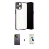 MARSİLYAN™- iPhone 13 Pro Max Kılıf Vadi Minimal - Şeffaf Pasifik Cam Ekran Koruyucu + Yeşil Neon Fosforlu Kamera Lens