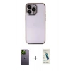 MARSİLYAN™- iPhone 13 Pro Max Kılıf Vadi Minimal - Şeffaf Pasifik Cam Ekran Koruyucu + Yeşil Neon Fosforlu Kamera Lens