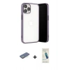 MARSİLYAN™- iPhone 13 Pro Max Kılıf Vadi Minimal - Şeffaf Pasifik Cam Ekran Koruyucu + Renkli Kamera Lens Koruma Cam - YL