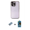 MARSİLYAN™- iPhone 13 Pro Max Kılıf Vadi Minimal - Siyah 18D Cam Ekran Koruyucu + Shine Kamera Lens Koruma Cam - GI