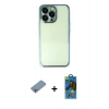 MARSİLYAN™- iPhone 13 Pro Max Kılıf Vadi Minimal - Siyah 18D Cam Ekran Koruyucu + Shine Kamera Lens Koruma Cam - GI