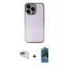 MARSİLYAN™- iPhone 13 Pro Max Kılıf Vadi Minimal - Siyah 18D Cam Ekran Koruyucu + Pers Alüminyum Kamera Lens - GD