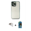MARSİLYAN™- iPhone 13 Pro Max Kılıf Vadi Minimal - Siyah 18D Cam Ekran Koruyucu + Pers Alüminyum Kamera Lens - GD