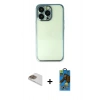 MARSİLYAN™- iPhone 13 Pro Max Kılıf Vadi Minimal - Siyah 18D Cam Ekran Koruyucu + Pers Alüminyum Kamera Lens - GD