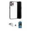 MARSİLYAN™- iPhone 13 Pro Max Kılıf Vadi Minimal - Siyah 18D Cam Ekran Koruyucu + Pers Alüminyum Kamera Lens - GD