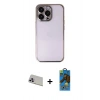 MARSİLYAN™- iPhone 13 Pro Max Kılıf Vadi Minimal - Siyah 18D Cam Ekran Koruyucu + Rainbow Kamera Lens Koruma Cam - MR