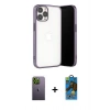 MARSİLYAN™- iPhone 13 Pro Max Kılıf Vadi Minimal - Siyah 18D Cam Ekran Koruyucu + Neon Fosforlu Kamera Lens - YL