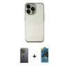 MARSİLYAN™- iPhone 13 Pro Max Kılıf Vadi Minimal - Siyah 18D Cam Ekran Koruyucu + Neon Fosforlu Kamera Lens - YL