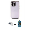 MARSİLYAN™- iPhone 13 Pro Max Kılıf Vadi Minimal - Siyah 18D Cam Ekran Koruyucu + Pers Alüminyum Kamera Lens - LT