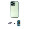 MARSİLYAN™- iPhone 13 Pro Max Kılıf Vadi Minimal - Siyah 18D Cam Ekran Koruyucu + Renkli Kamera Lens Koruma Cam - TU