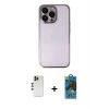 MARSİLYAN™- iPhone 13 Pro Max Kılıf Vadi Minimal - Siyah 18D Cam Ekran Koruyucu + Shine Kamera Lens - GD