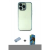 MARSİLYAN™- iPhone 13 Pro Max Kılıf Vadi Minimal - Siyah 18D Cam Ekran Koruyucu + Shine Kamera Lens Koruma Cam - MI