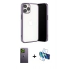 MARSİLYAN™- iPhone 13 Pro Max Kılıf Vadi Minimal - Siyah 3D Antistatik Cam Ekran Koruyucu + Neon Fosforlu Kamera Lens - YL