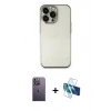 MARSİLYAN™- iPhone 13 Pro Max Kılıf Vadi Minimal - Siyah 3D Antistatik Cam Ekran Koruyucu + Neon Fosforlu Kamera Lens - BZ