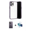 MARSİLYAN™- iPhone 13 Pro Max Kılıf Vadi Minimal - Siyah 3D Antistatik Cam Ekran Koruyucu + Neon Fosforlu Kamera Lens - BZ