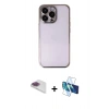 MARSİLYAN™- iPhone 13 Pro Max Kılıf Vadi Minimal - Siyah 3D Antistatik Cam Ekran Koruyucu + Pers Alüminyum Kamera Lens - GI
