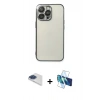 MARSİLYAN™- iPhone 13 Pro Max Kılıf Vadi Minimal - Siyah 3D Antistatik Cam Ekran Koruyucu + Pers Alüminyum Kamera Lens - LT