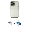 MARSİLYAN™- iPhone 13 Pro Max Kılıf Vadi Minimal - Siyah 3D Antistatik Cam Ekran Koruyucu + Pers Alüminyum Kamera Lens - GI