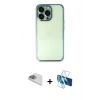 MARSİLYAN™- iPhone 13 Pro Max Kılıf Vadi Minimal - Siyah 3D Antistatik Cam Ekran Koruyucu + Pers Alüminyum Kamera Lens - SABE