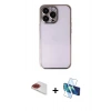 MARSİLYAN™- iPhone 13 Pro Max Kılıf Vadi Minimal - Siyah 3D Antistatik Cam Ekran Koruyucu + Pers Alüminyum Kamera Lens - KI