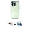 MARSİLYAN™- iPhone 13 Pro Max Kılıf Vadi Minimal - Siyah 3D Antistatik Cam Ekran Koruyucu + Pers Alüminyum Kamera Lens - KI