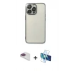 MARSİLYAN™- iPhone 13 Pro Max Kılıf Vadi Minimal - Siyah 3D Antistatik Cam Ekran Koruyucu + Pers Alüminyum Kamera Lens - GI