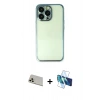 MARSİLYAN™- iPhone 13 Pro Max Kılıf Vadi Minimal - Siyah 3D Antistatik Cam Ekran Koruyucu + Rainbow Kamera Lens Koruma Cam - REGD