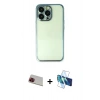 MARSİLYAN™- iPhone 13 Pro Max Kılıf Vadi Minimal - Siyah 3D Antistatik Cam Ekran Koruyucu + Rainbow Kamera Lens Koruma Cam - KI