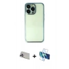 MARSİLYAN™- iPhone 13 Pro Max Kılıf Vadi Minimal - Siyah 3D Antistatik Cam Ekran Koruyucu + Rainbow Kamera Lens Koruma Cam - MR