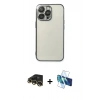 MARSİLYAN™- iPhone 13 Pro Max Kılıf Vadi Minimal - Siyah 3D Antistatik Cam Ekran Koruyucu + Raze Metal Kamera Lens - GD