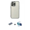 MARSİLYAN™- iPhone 13 Pro Max Kılıf Vadi Minimal - Siyah 3D Antistatik Cam Ekran Koruyucu + Renkli Kamera Lens Koruma Cam - YL
