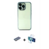 MARSİLYAN™- iPhone 13 Pro Max Kılıf Vadi Minimal - Siyah 3D Antistatik Cam Ekran Koruyucu + Renkli Kamera Lens Koruma Cam - YL