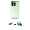 MARSİLYAN™- iPhone 13 Pro Max Kılıf Vadi Minimal - Siyah 3D Antistatik Cam Ekran Koruyucu + Renkli Kamera Lens Koruma Cam - PE