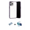 MARSİLYAN™- iPhone 13 Pro Max Kılıf Vadi Minimal - Siyah 3D Antistatik Cam Ekran Koruyucu + Shine Kamera Lens Koruma Cam - MI