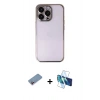 MARSİLYAN™- iPhone 13 Pro Max Kılıf Vadi Minimal - Siyah 3D Antistatik Cam Ekran Koruyucu + Shine Kamera Lens Koruma Cam - PE