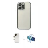 MARSİLYAN™- iPhone 13 Pro Max Kılıf Vadi Minimal - Siyah 3D Antistatik Cam Ekran Koruyucu + Shine Kamera Lens - GD