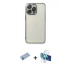 MARSİLYAN™- iPhone 13 Pro Max Kılıf Vadi Minimal - Siyah 3D Antistatik Cam Ekran Koruyucu + Shine Kamera Lens Koruma Cam - MI